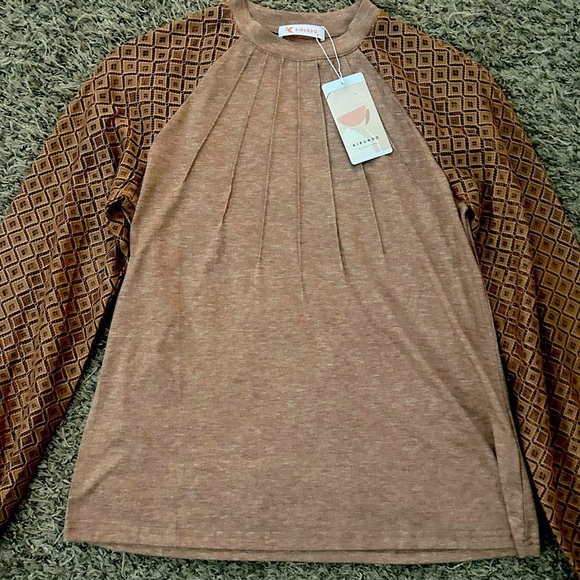 KIRUNDO Womens Dressy Casual Lace Long Sleeve 2025 Spring Fall, Pleated Crewneck - Picture 2 of 8